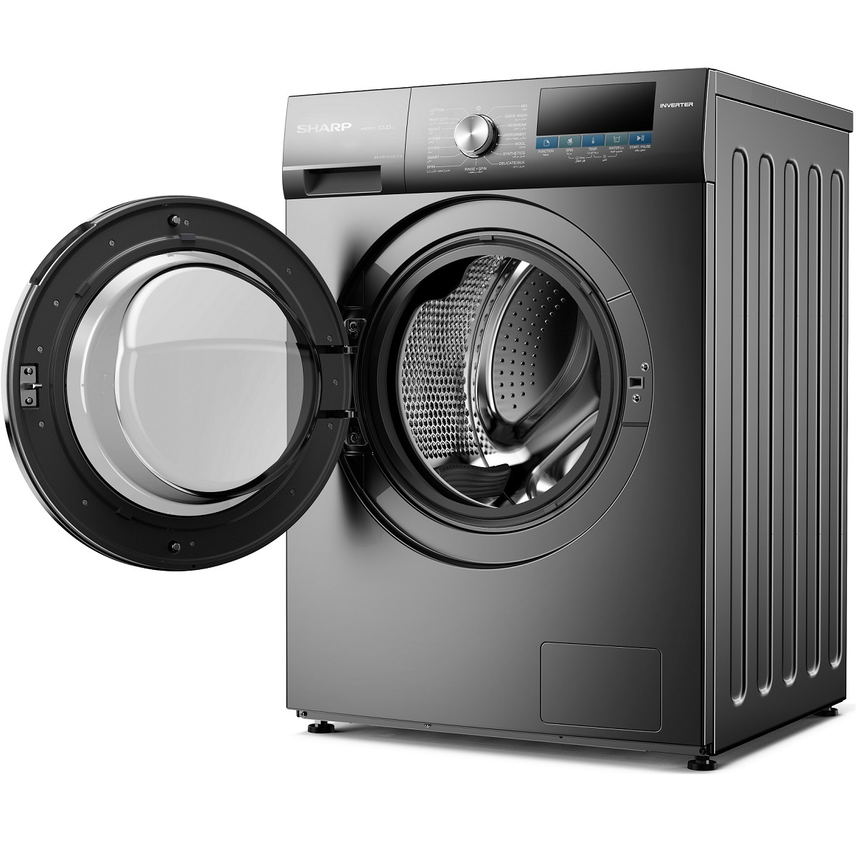 Sharp Front Load Washer 10kg 1200 RPM, Silver - ES-FSI1012DLZ-S