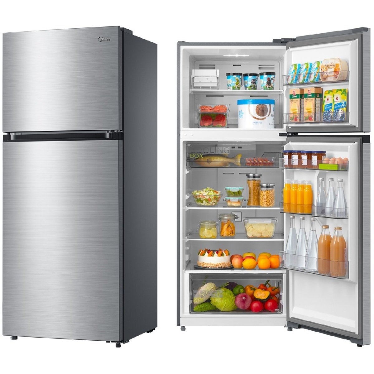 Midea Top Mount Freezer Refrigerator 580 Liters 20.5 CFT, Silver - MDRT580MTE46AED