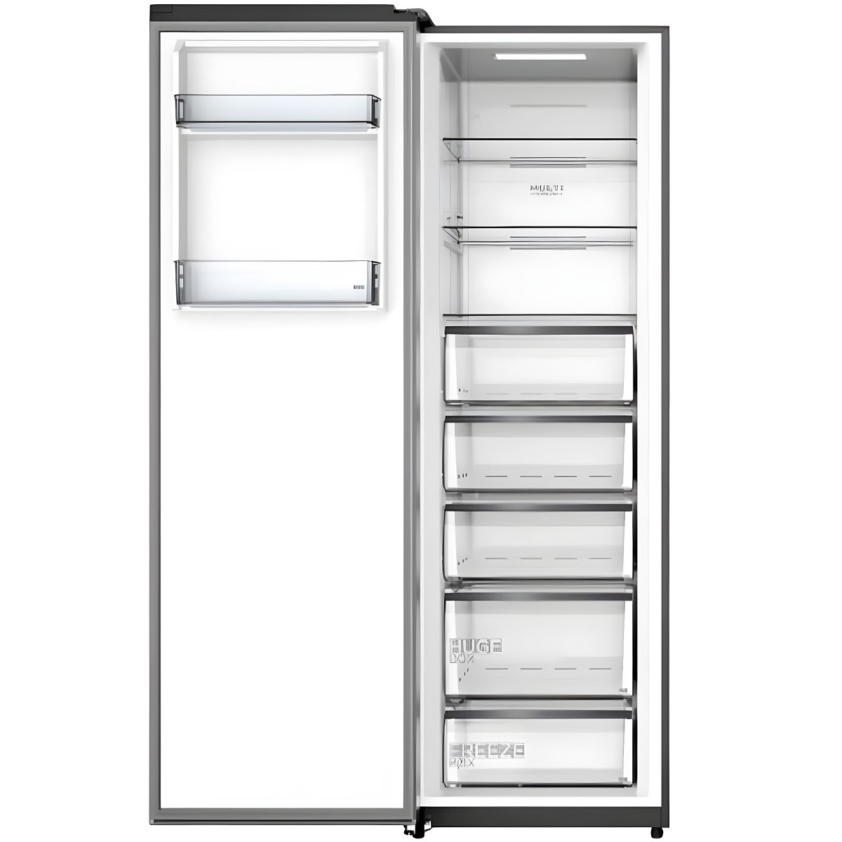 Midea Upright Freezer Refrigerator 385 Liters 13.6 CFT, Bru Steel - MDRU385FEE46AE