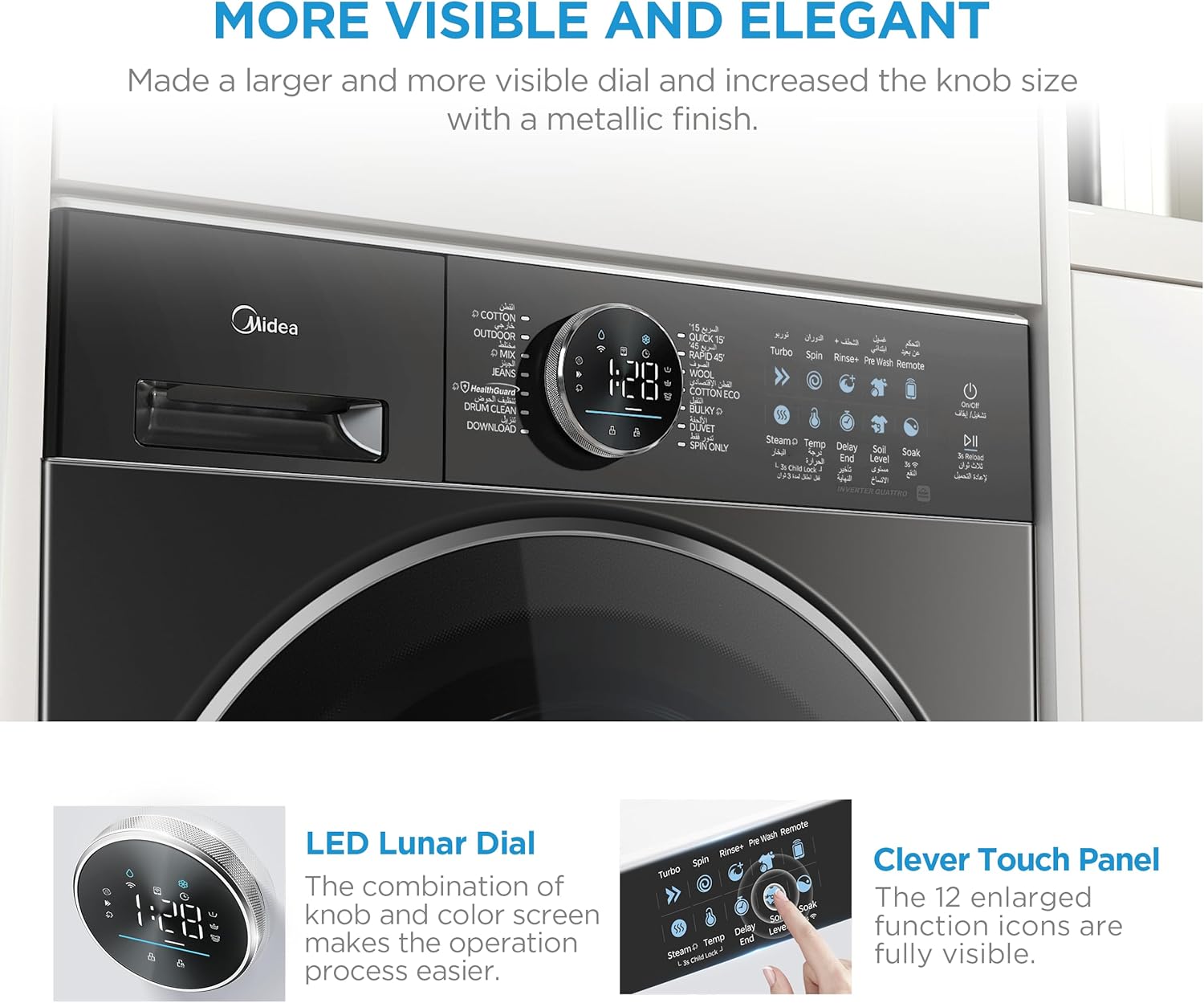 Midea 10KG Front Load Inverter Washing Machine &ndash; Titanium