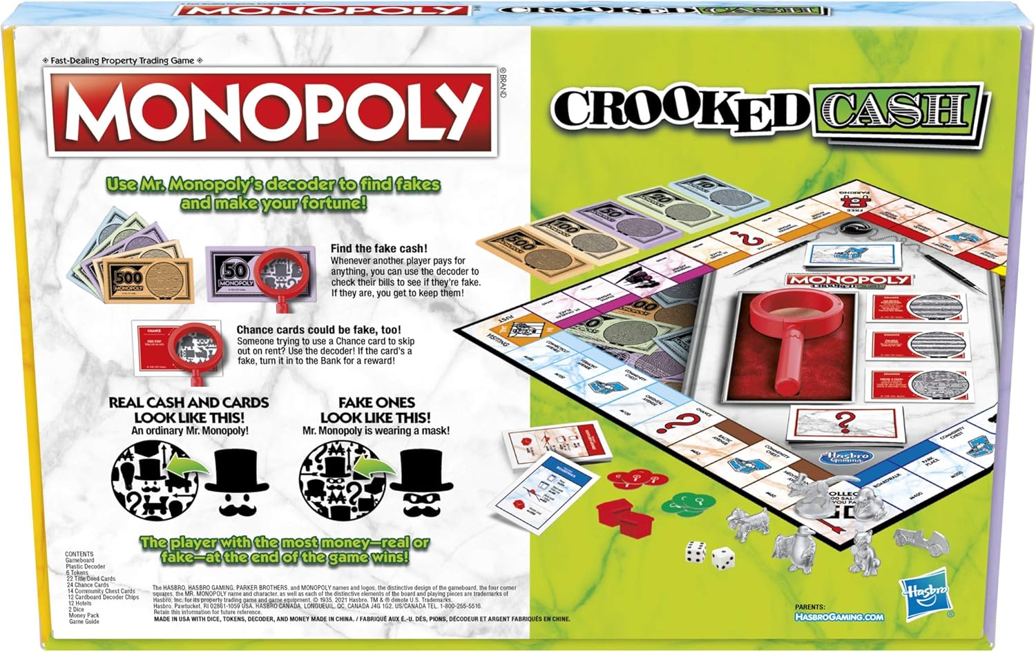 Hasbro Monopoly Crooked Cash, Includes Mr Decoder to Find Fakes - F2674