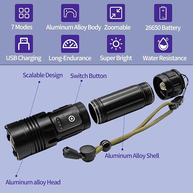 Portable Bright Rechargeable Flashlight