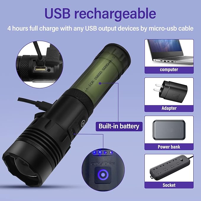 Portable Bright Rechargeable Flashlight