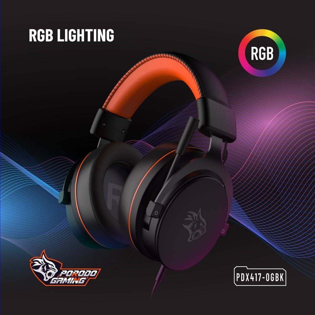 Porodo Gaming PC RGB ENC Gaming Headphones - Black