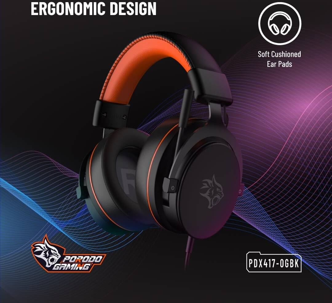 Porodo Gaming PC RGB ENC Gaming Headphones - Black