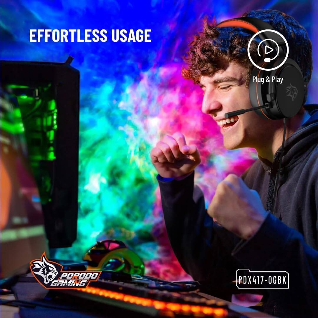 Porodo Gaming PC RGB ENC Gaming Headphones - Black
