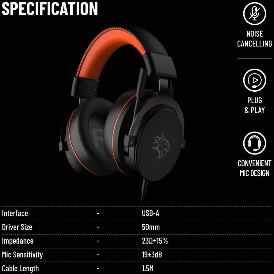 Porodo Gaming PC RGB ENC Gaming Headphones - Black