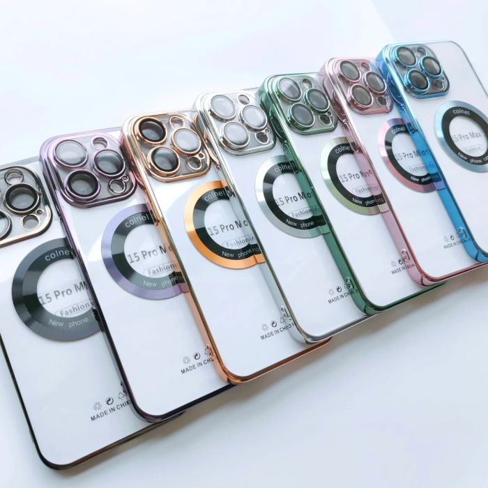 Transparent Magnetic Protective Case for iPhone 15 Pro Assorted Colours Set Of 4