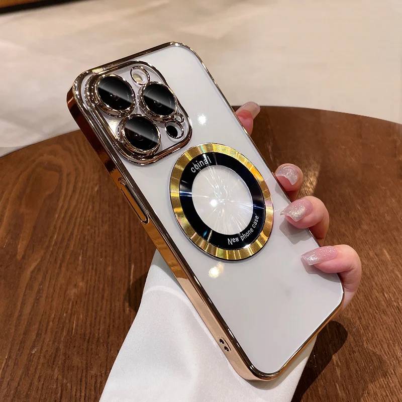 Electroplating MagSafe  iPhone 15 Pro Max Protective Case With Lens Protection Set Of 4