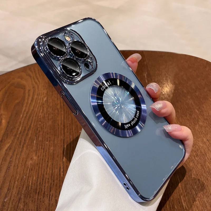 Electroplating MagSafe  iPhone 15 Pro Max Protective Case With Lens Protection Set Of 4