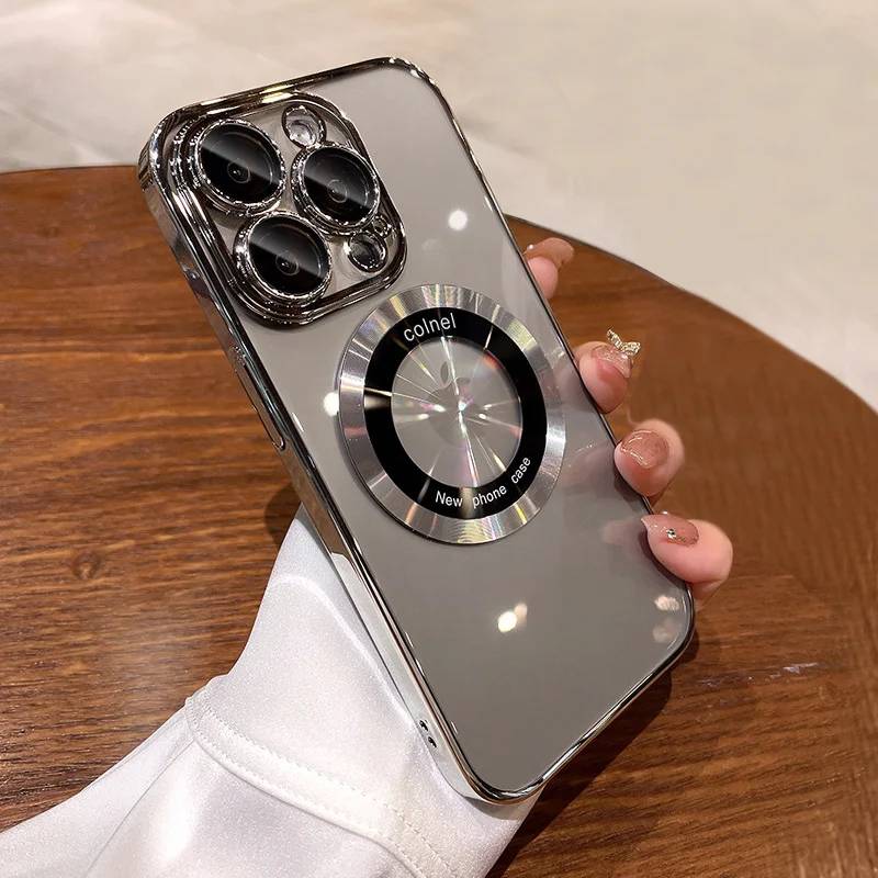 Electroplating MagSafe  iPhone 15 Pro Max Protective Case With Lens Protection Set Of 4