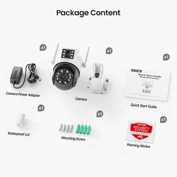 Zosi C298 2.4GHz WiFi PT Camera with Dual Lens + Up to 256GB Local Storage