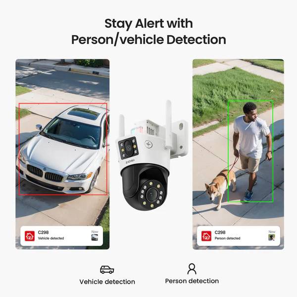 Zosi C298 2.4GHz WiFi PT Camera with Dual Lens + Up to 256GB Local Storage