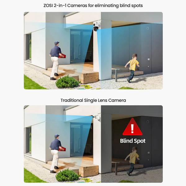 Zosi C298 2.4GHz WiFi PT Camera with Dual Lens + Up to 256GB Local Storage