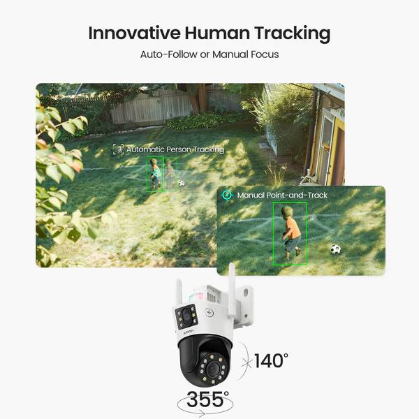 Zosi C298 2.4GHz WiFi PT Camera with Dual Lens + Up to 256GB Local Storage