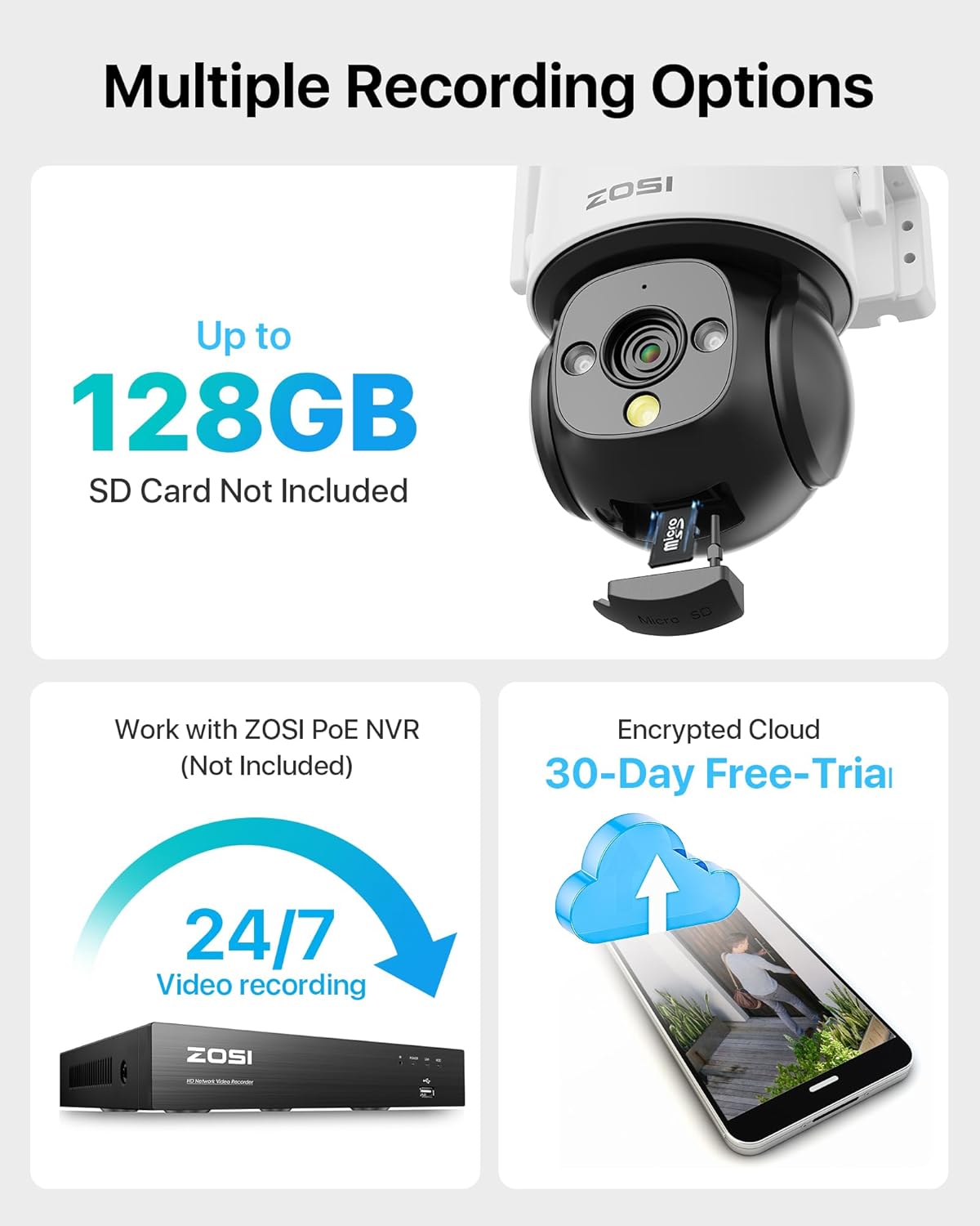 Zosi C290 2MP WiFi PT Security Camera – AI Detection & Color Night Vision