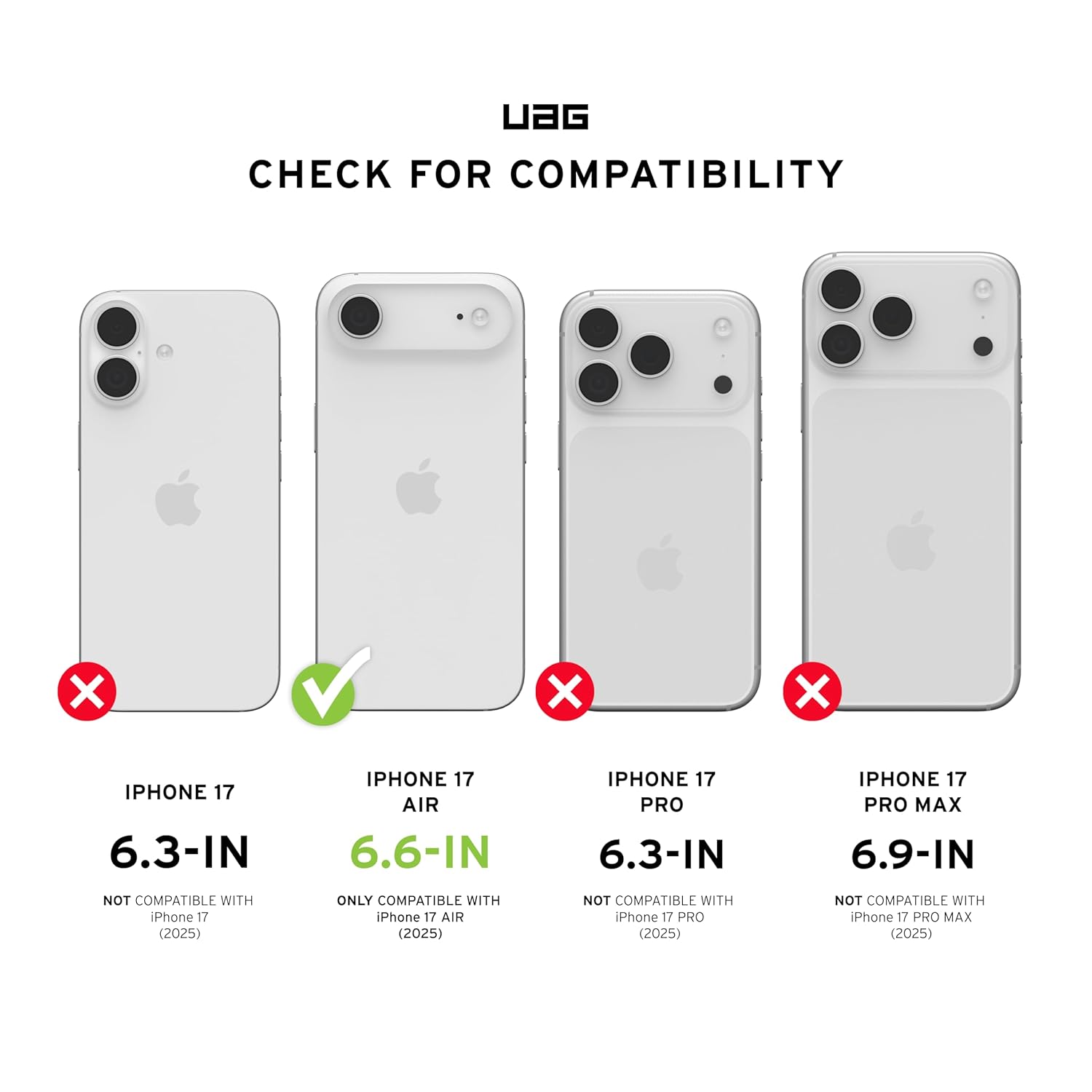 UAG Plyo Mag-Safe Compatible, Rugged Slim Anti-Yellowing Transparent Clear Shockproof Military Grade Protective Case/Cover Designed for iPhone 17 Air - Ice/White