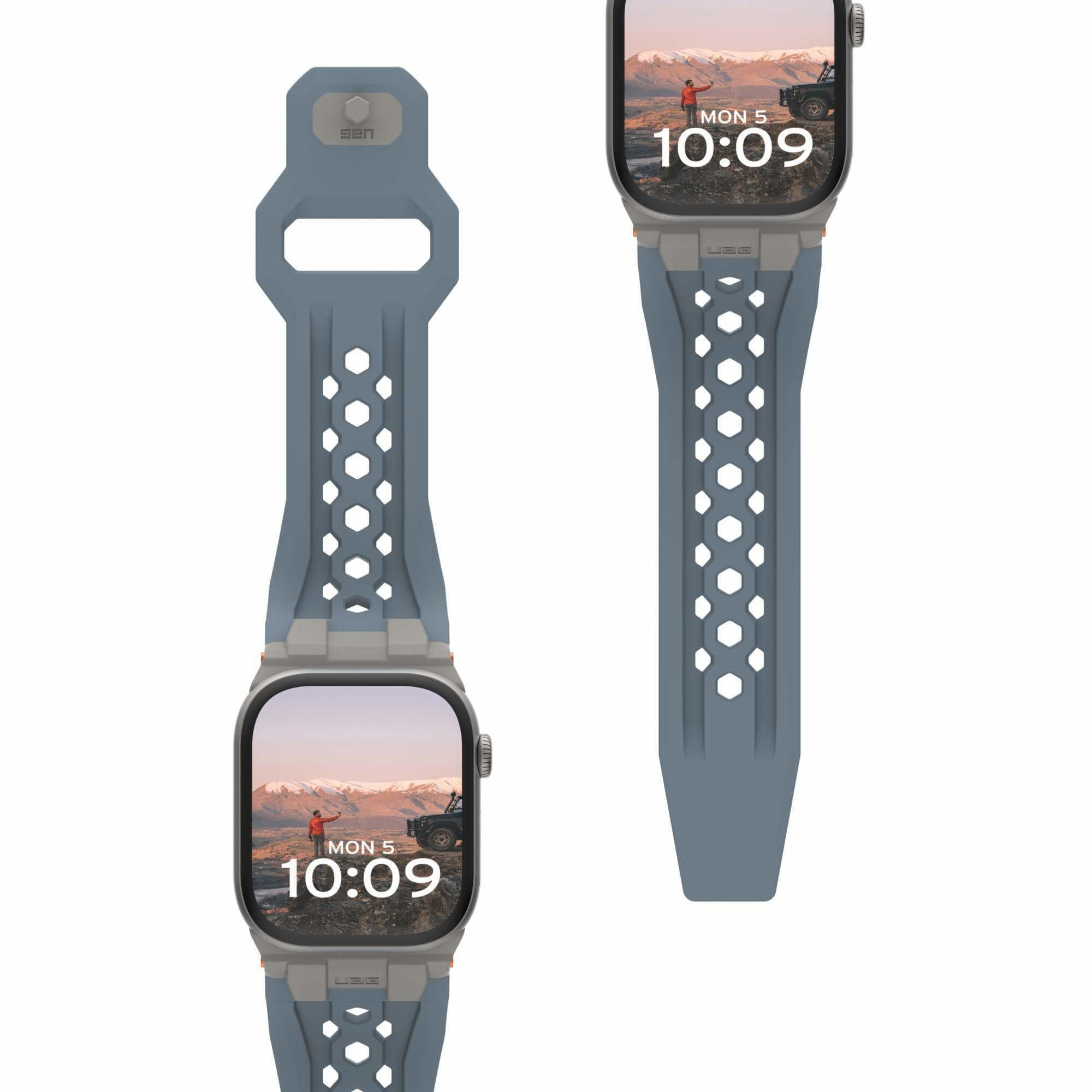 UAG Apple Watch 49/45/44/42 Monarch Strap - Cloud Blue/Titanium