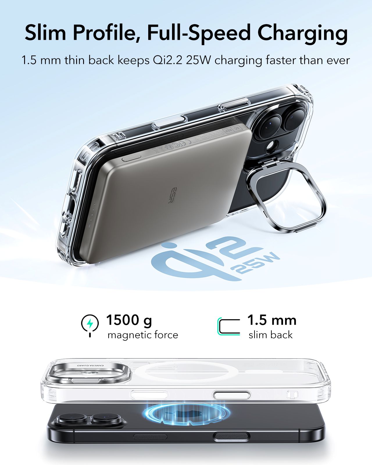 ESR iPhone 17 HaloLock Classic Hybrid Case with Stash Stand (Camera Control Button) Case