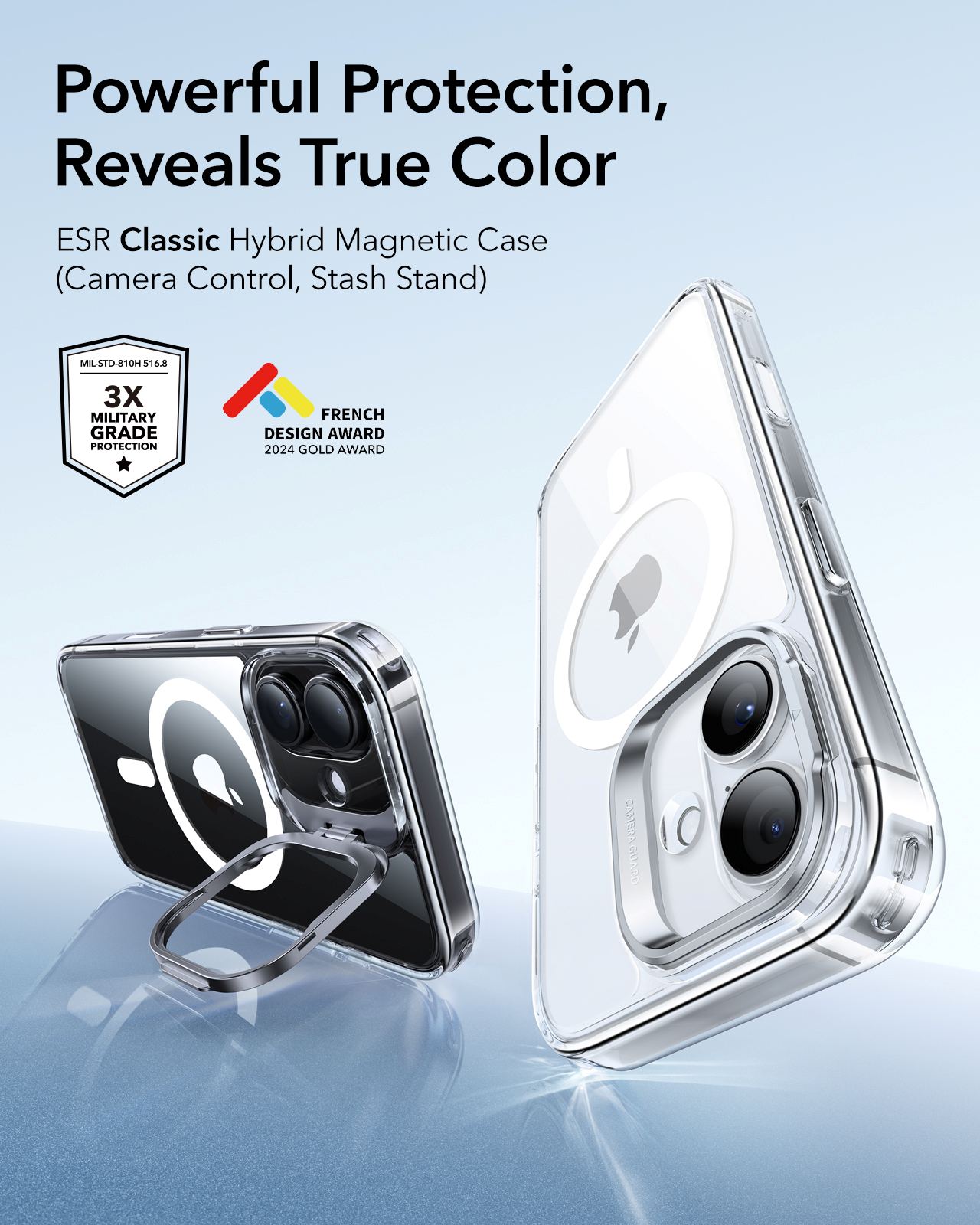 ESR iPhone 17 HaloLock Classic Hybrid Case with Stash Stand (Camera Control Button) Case