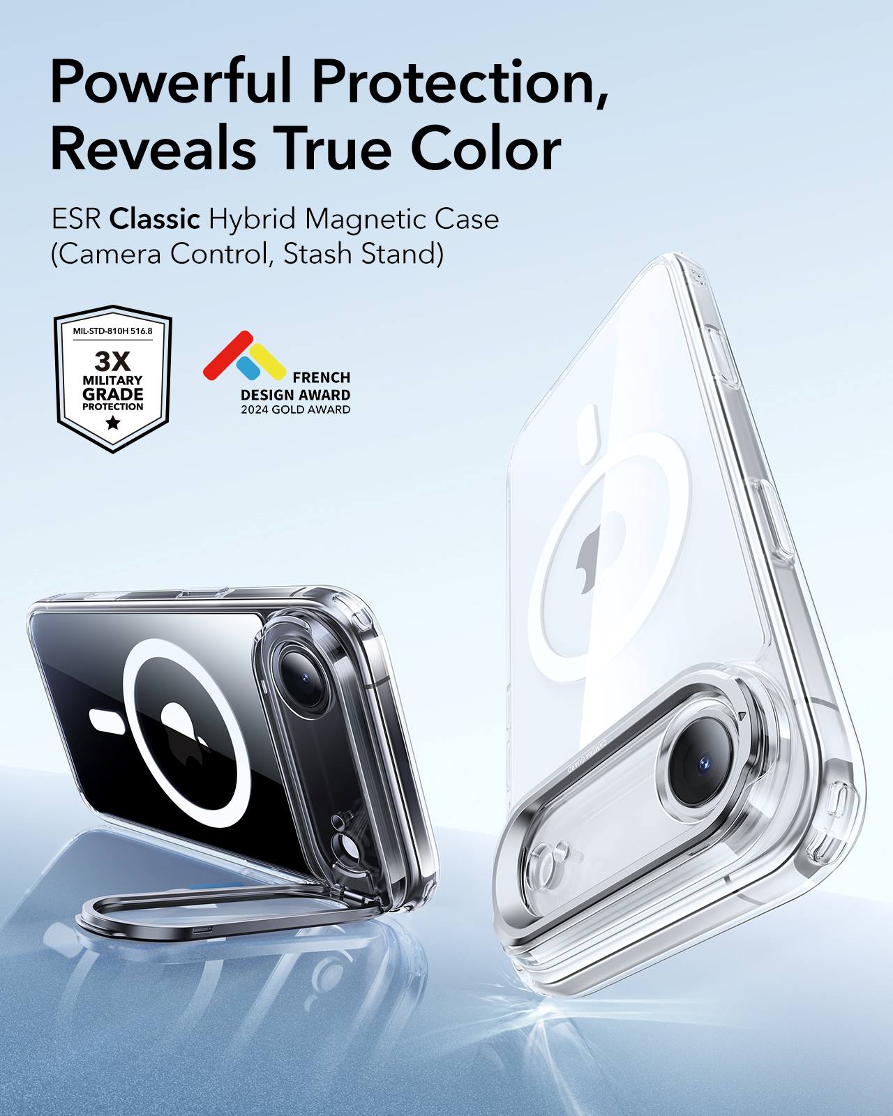 ESR iPhone 17 Air HaloLock Classic Hybrid Case with Stash Stand (Camera Control Button) Case