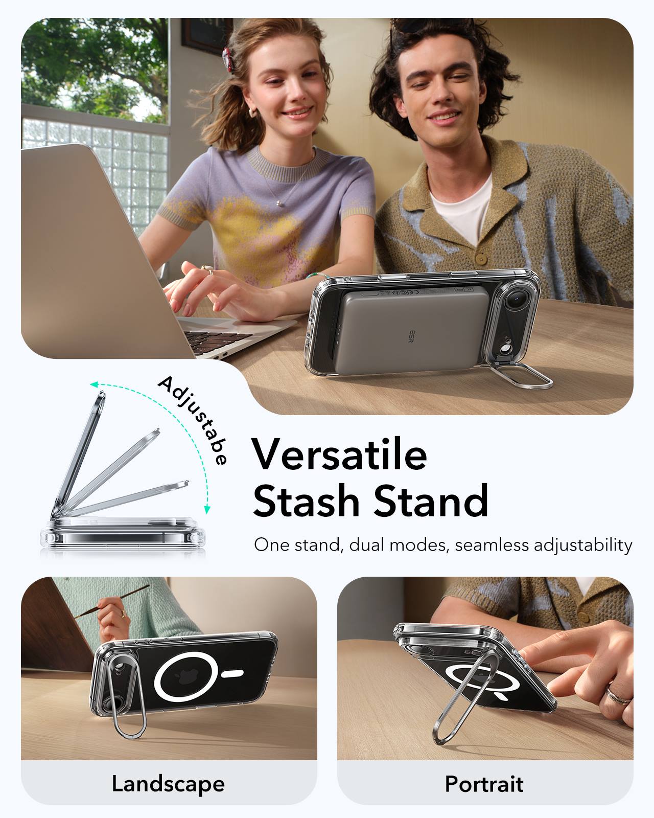 ESR iPhone 17 Air HaloLock Classic Hybrid Case with Stash Stand (Camera Control Button) Case