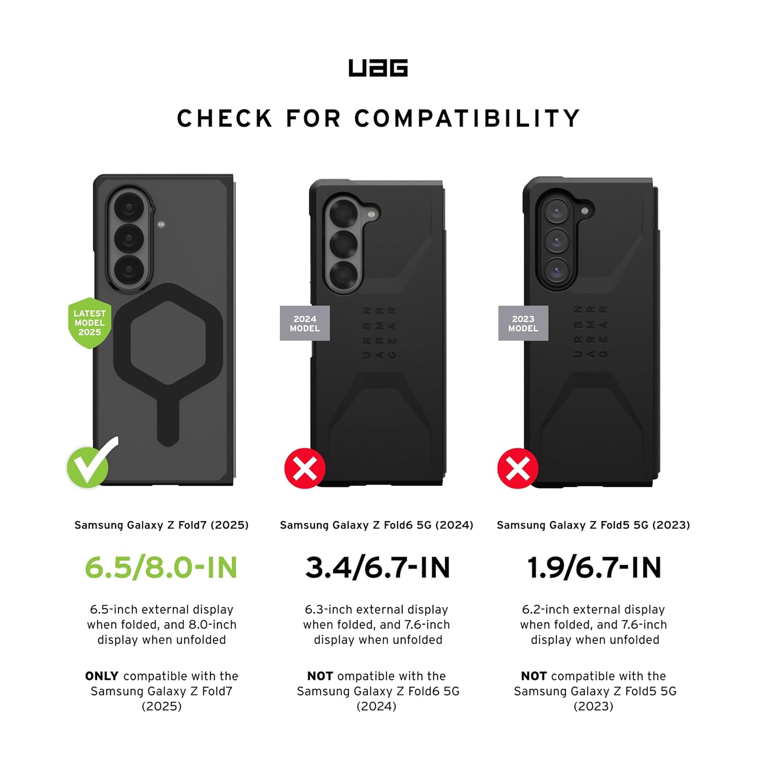 UAG Glass Shield Clear - Anti-Fingerprint Ultra HD Scratch Resistant Bubble Free Tempered Glass Designed for Galaxy Z Fold 7 (2025) - Clear