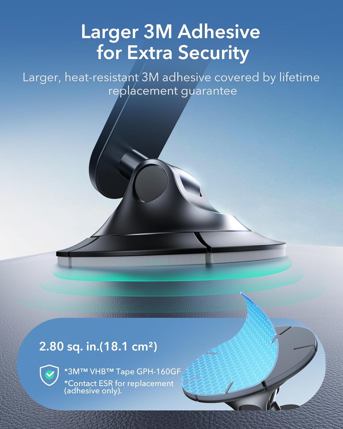 ESR mini Dashboard Phone Mount (Magsafe) Black Carbon Fiber with Magnetic Rings