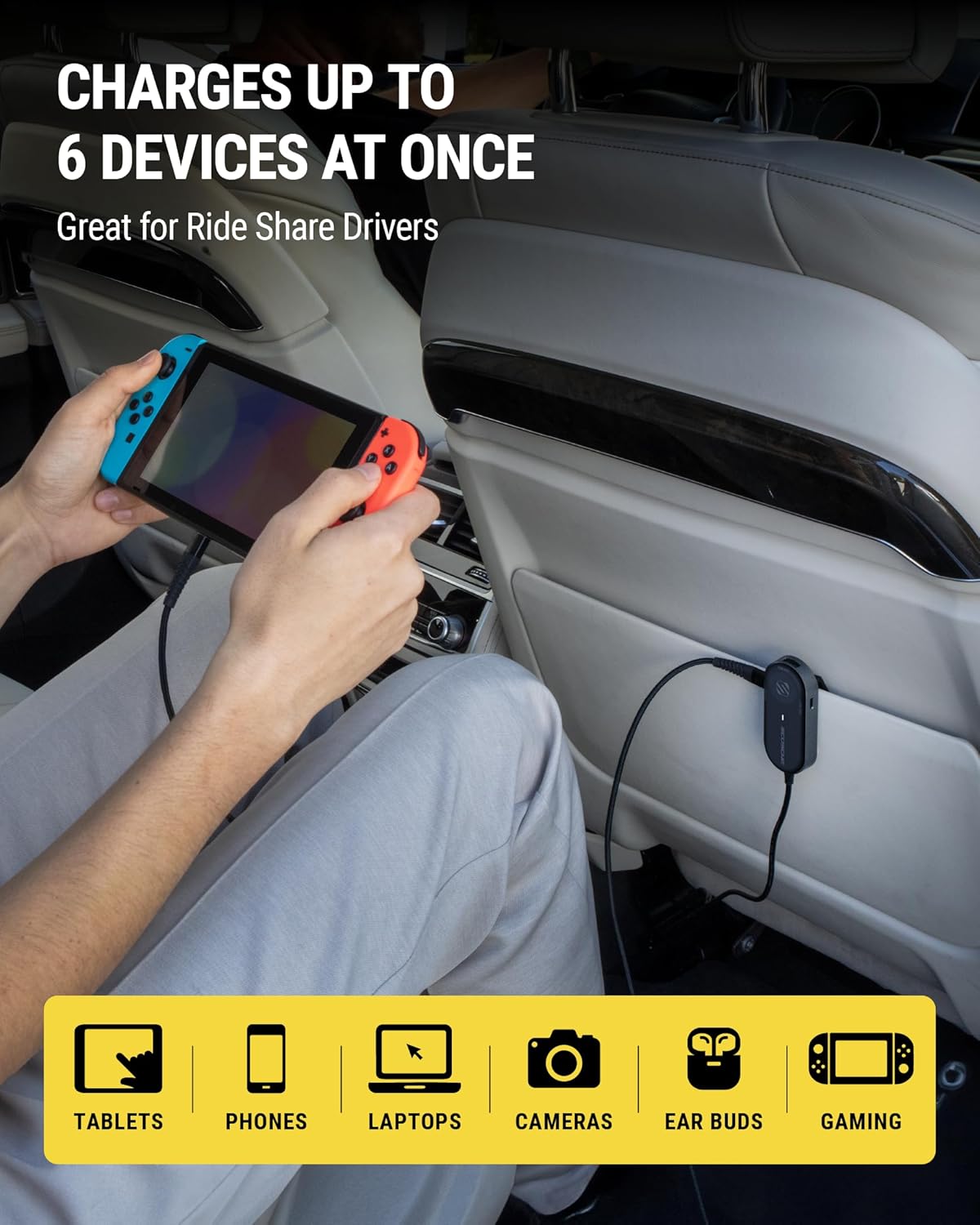 Scosche 6-Port 100W USB Car Charger &ndash; Fast Charging Adapter