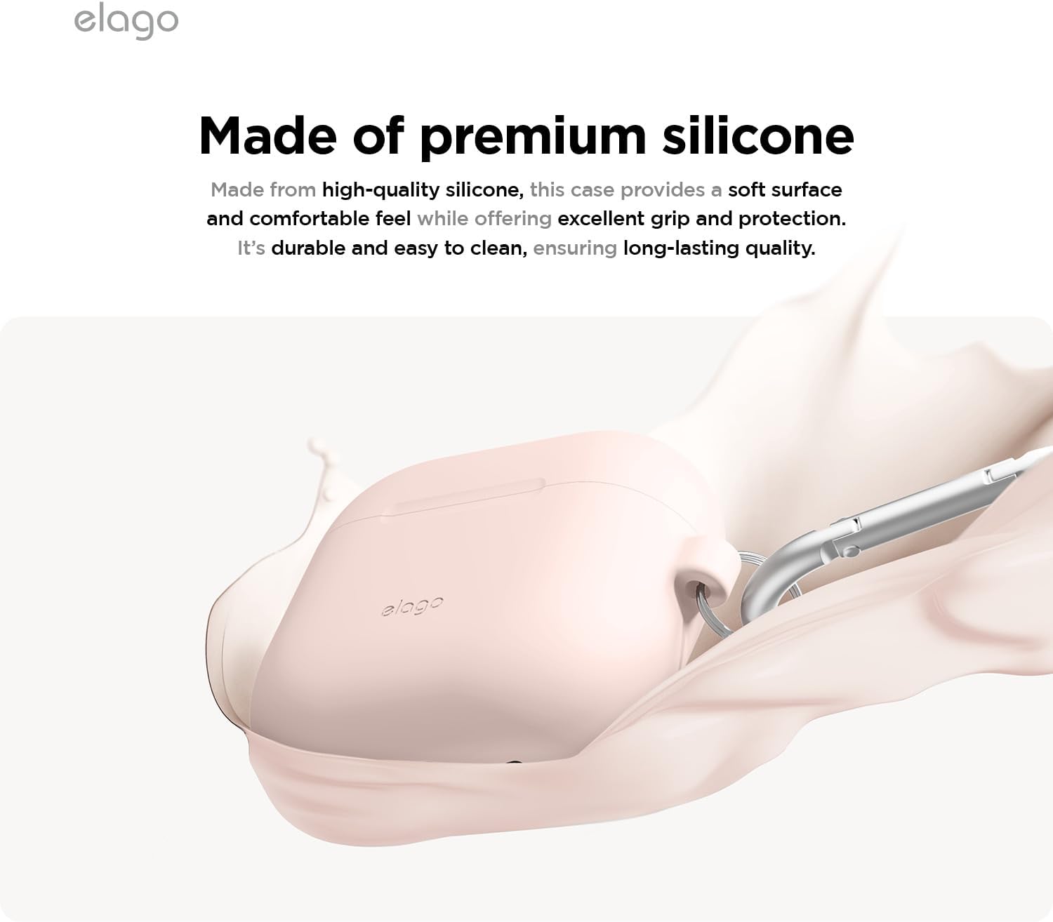 Elago AirPods 4 Silicone Hang case - Sand Pink