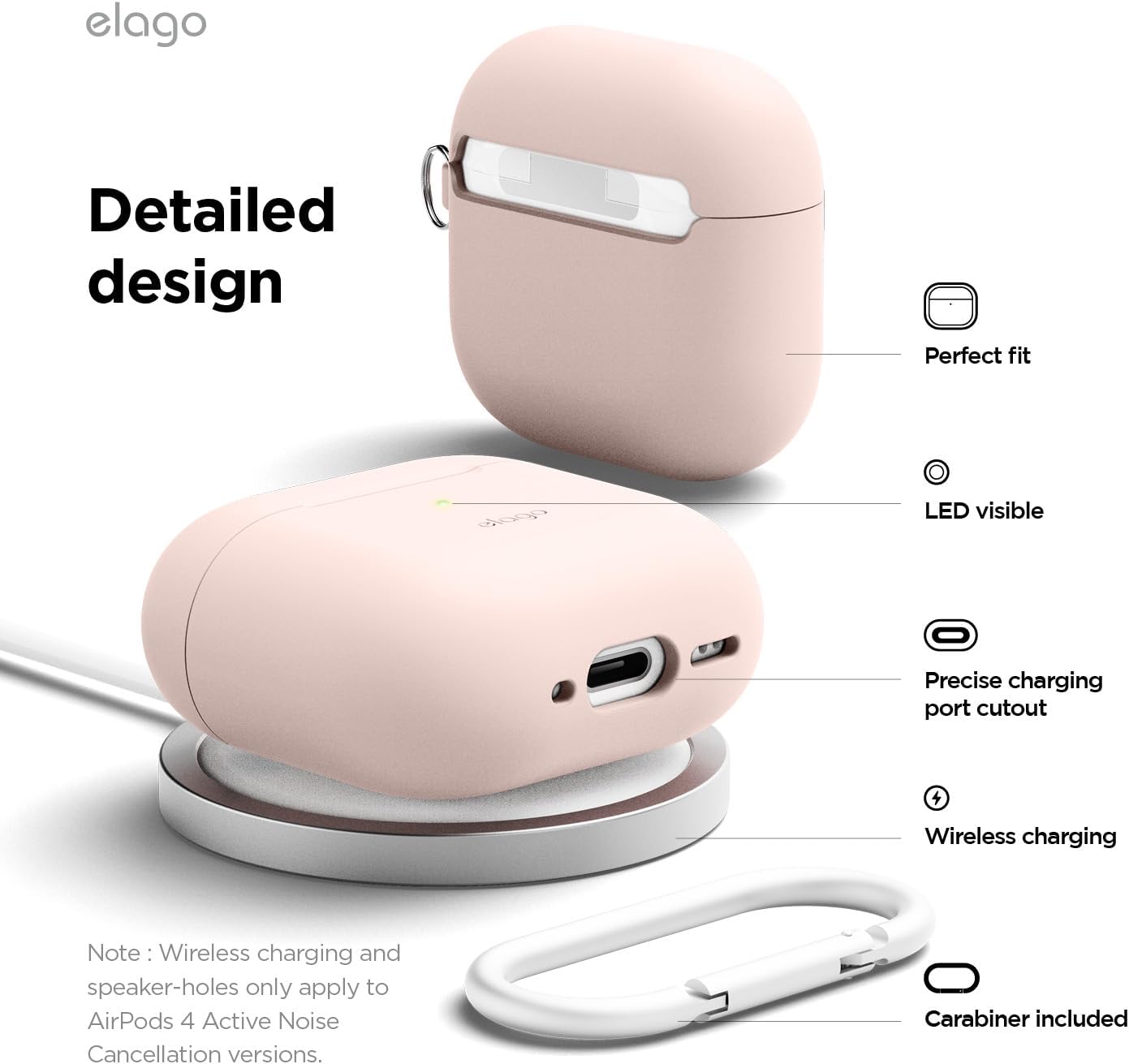 Elago AirPods 4 Silicone Hang case - Sand Pink