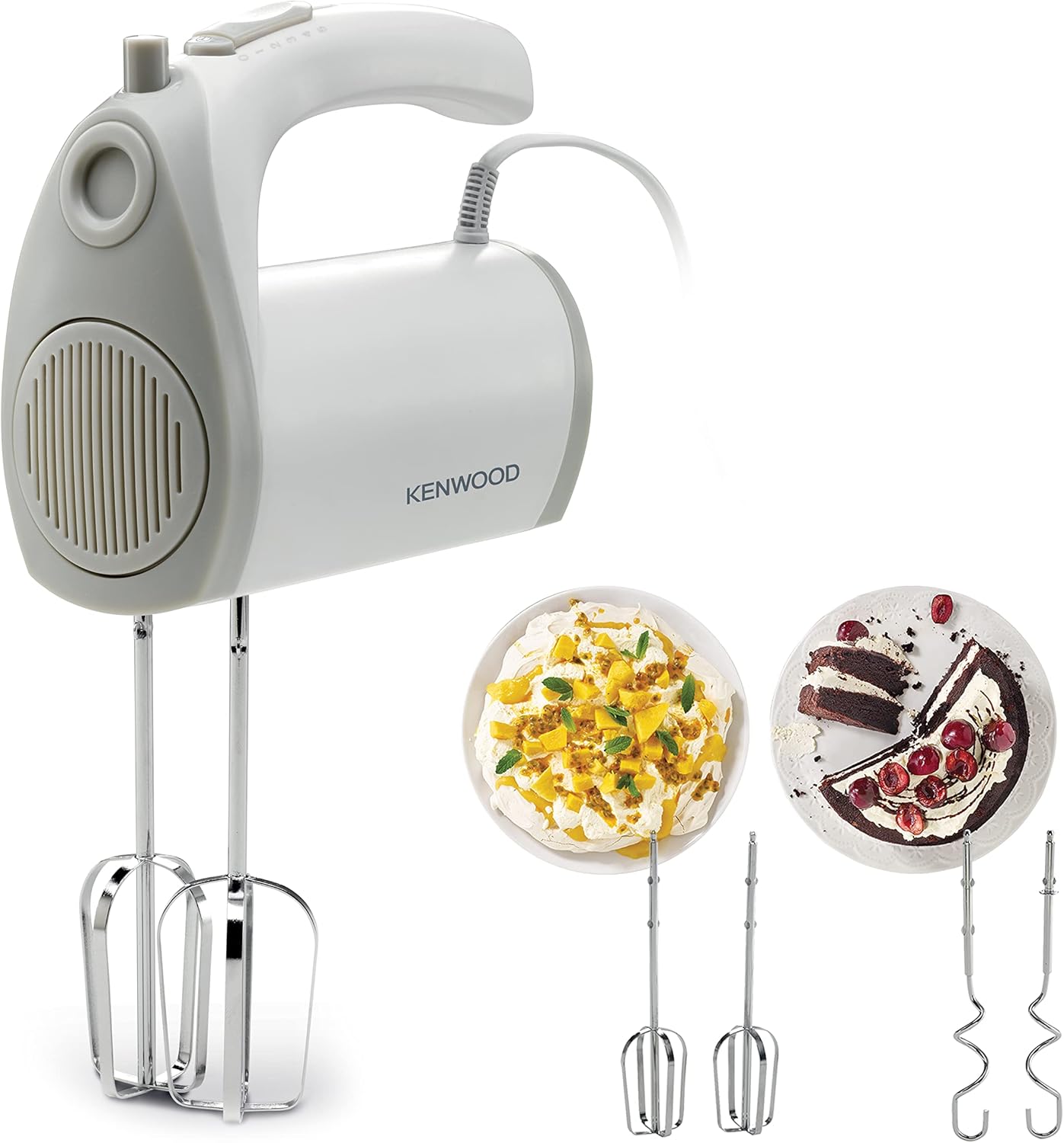 Kenwood Hand Mixer 300 Watts 5 Speeds, White - HMP20.000WH