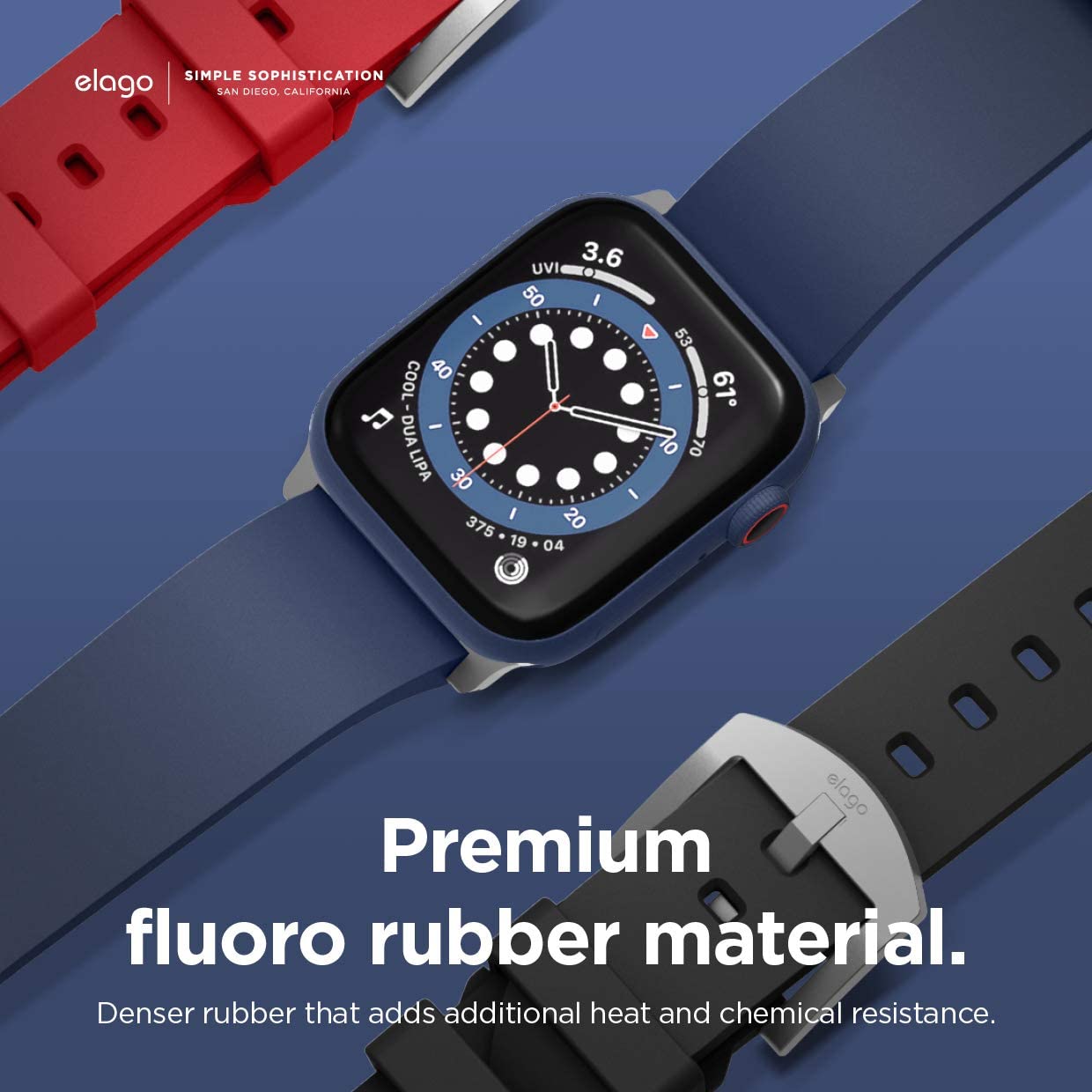Elago Apple Watch 45/44/42mm/Ultra Premium Fluoro Rubber Strap - Indigo