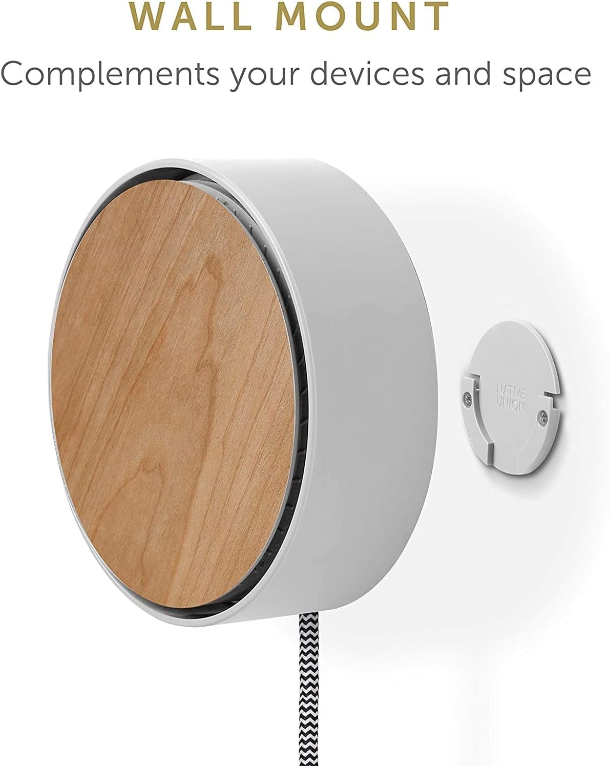 Native Union Multi-Device Charging with Touch Sensor and Light Eclipse 3 Port USB Charger with Cable Management (White and Wood)