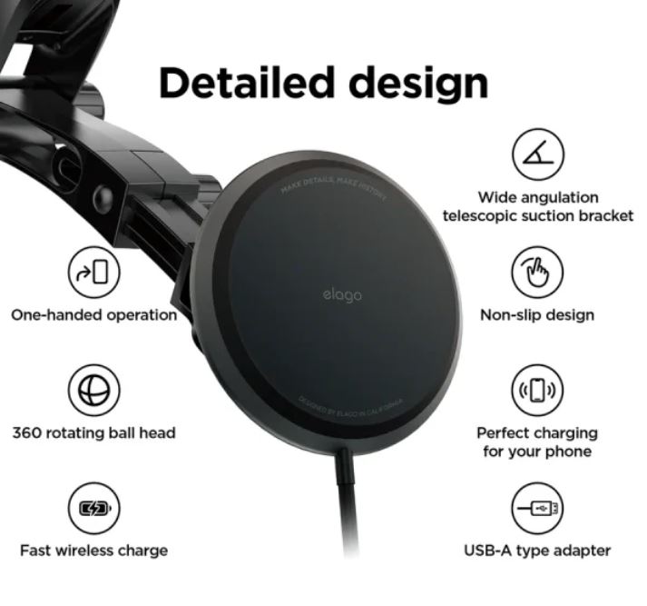 Elago M Car MagSafe Charger Phone Mount - Dark Gray