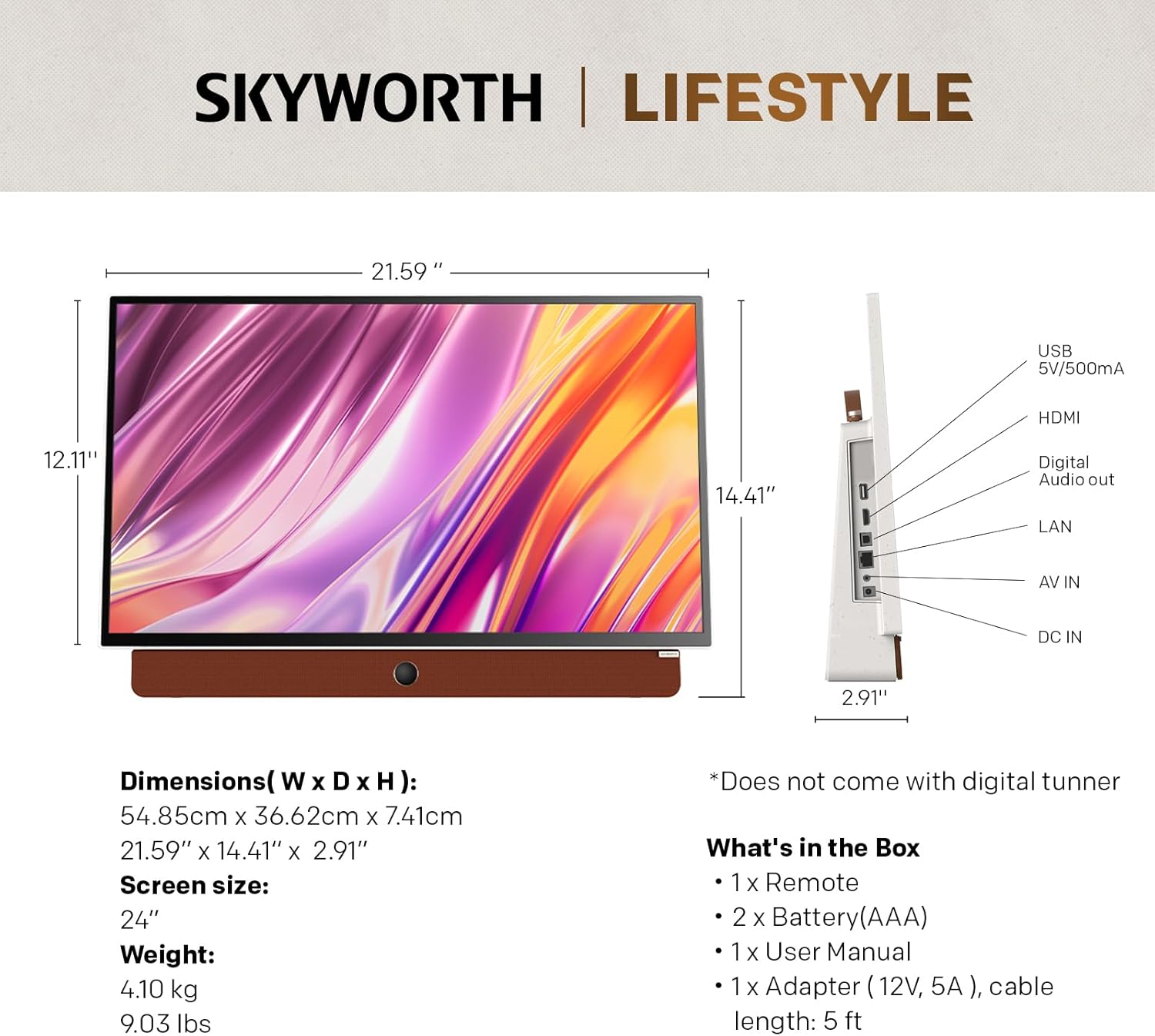 Skyworth 24-inch FHD Portable Smart Google TV