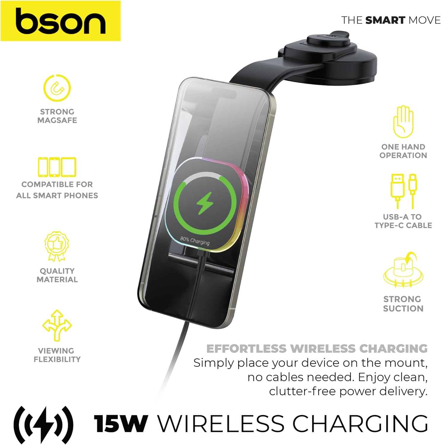 BSON Wireless 15W LED Phone Holder