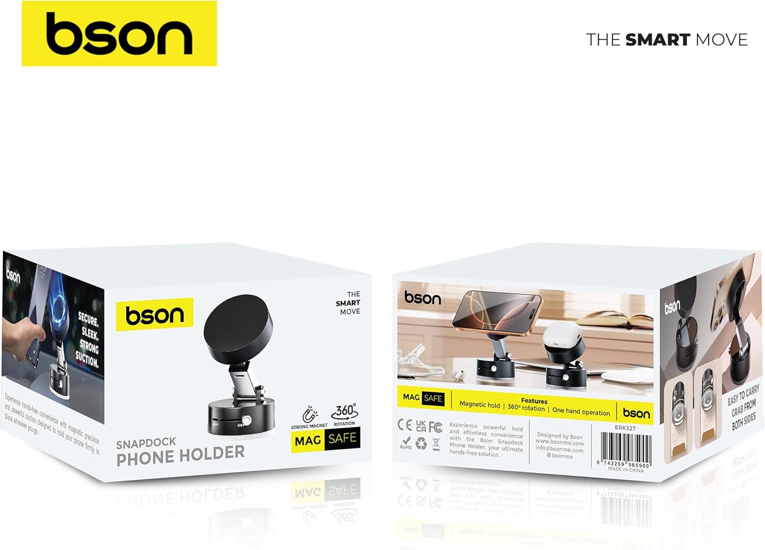 BSON SnapDock 360&deg; Magnetic Phone Holder with One-Hand Operation