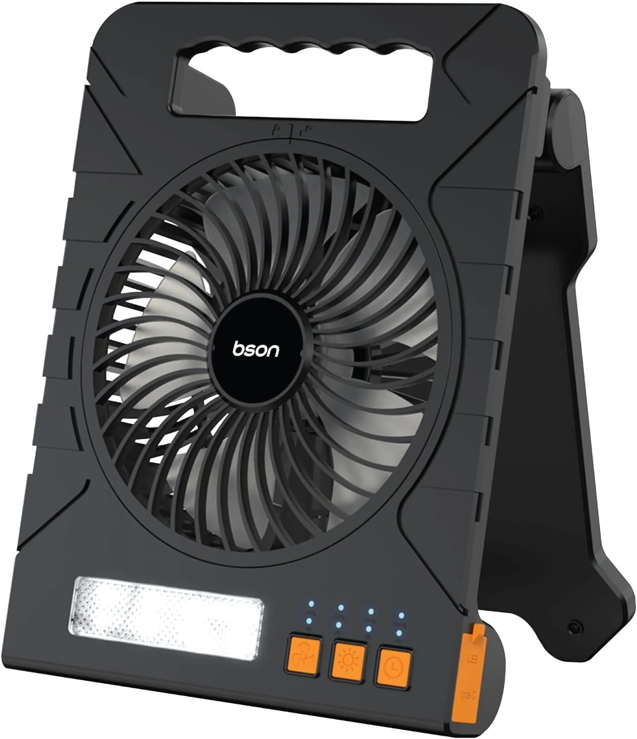 BSON 3-in-1 Solar LED Fan &ndash; Cooling Fan, LED Light & Power Bank - Black