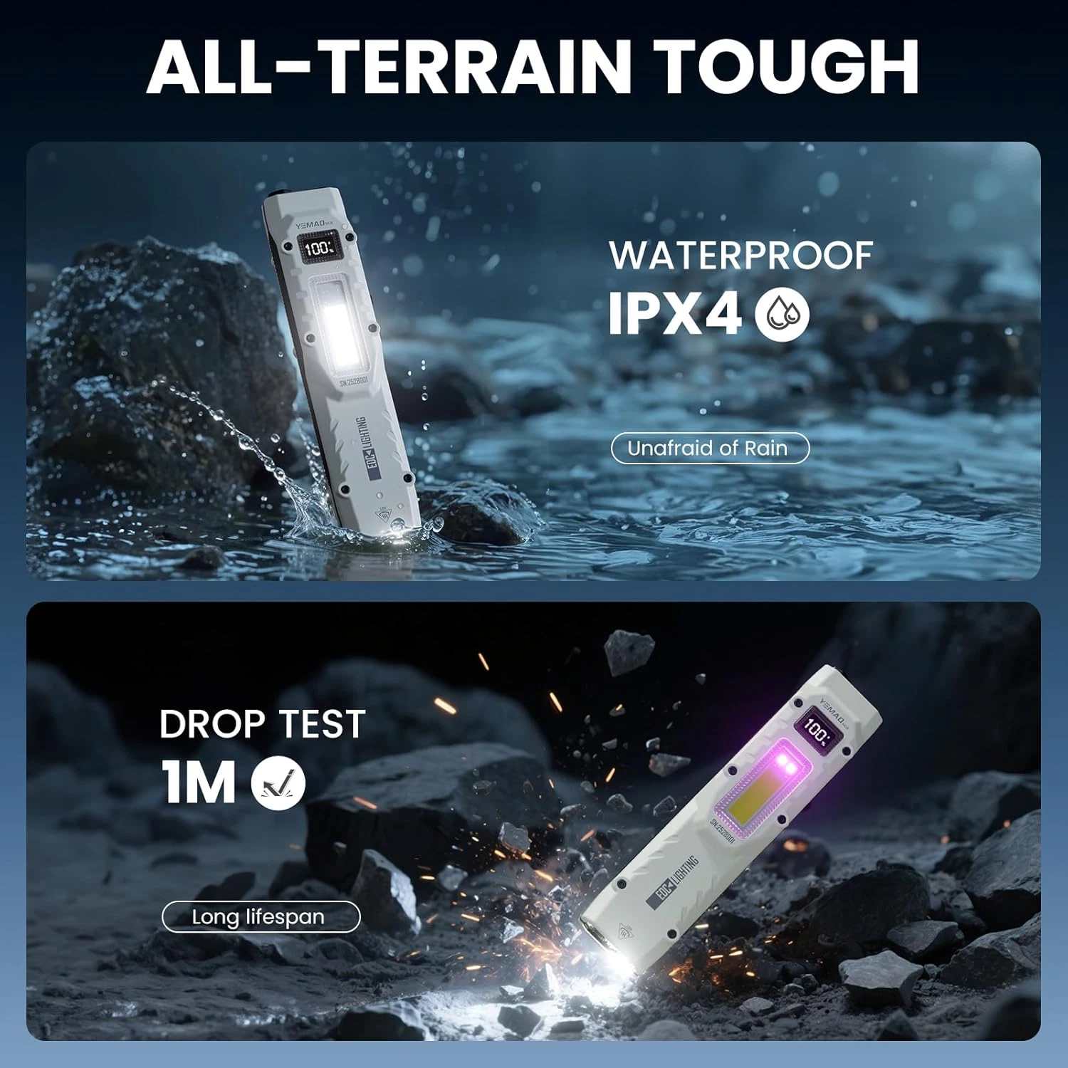 Flat Flashlights Rechargeable Small Tactical Flashlight with Clip, Stainless Steel