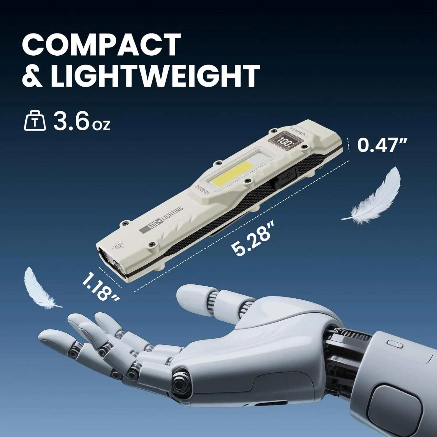 Flat Flashlights Rechargeable Small Tactical Flashlight with Clip, Stainless Steel