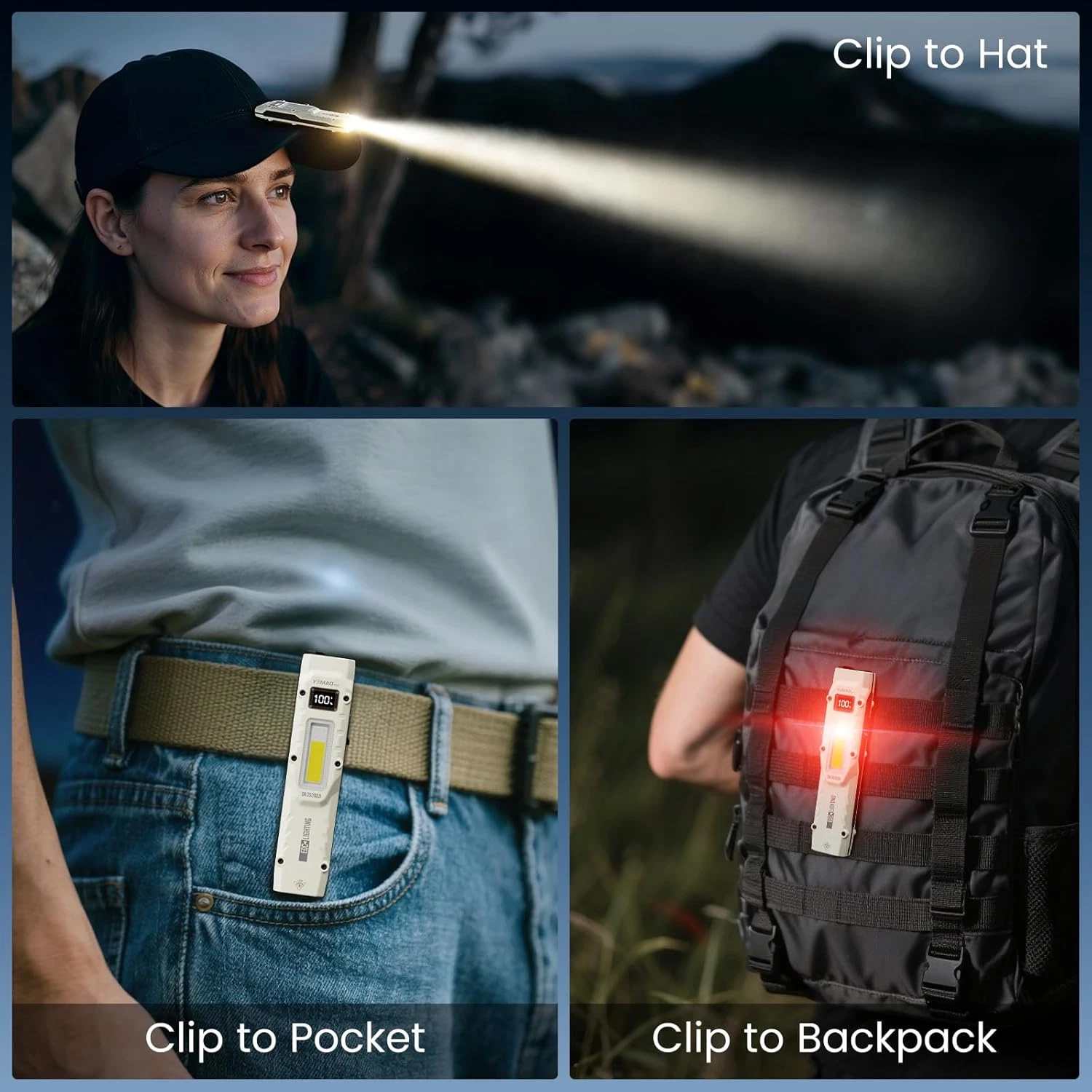 Flat Flashlights Rechargeable Small Tactical Flashlight with Clip, Stainless Steel