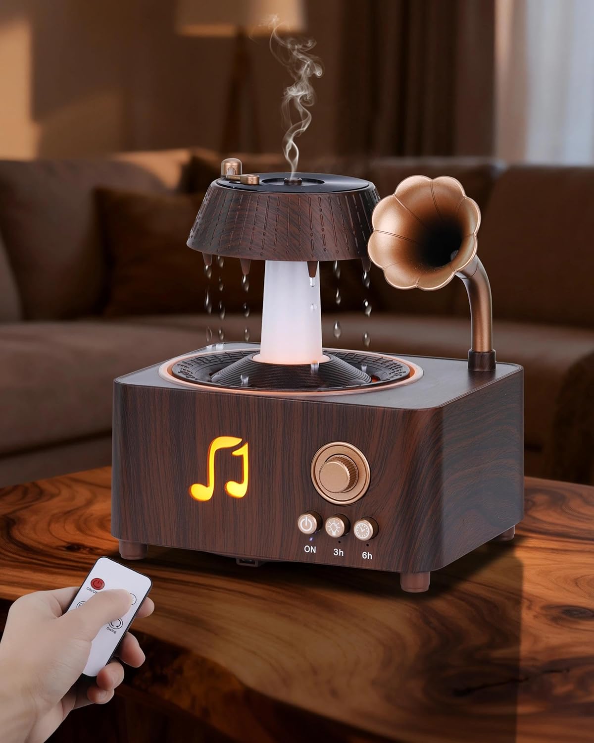 Kaaeiccr Rain Humidifier, 250ml Essential Oil Diffuser, Cool Mist Raindrop Humidifier, LED Light, Automatic Power-Off