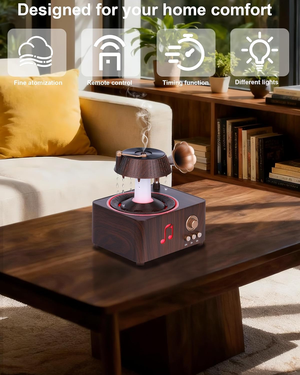 Kaaeiccr Rain Humidifier, 250ml Essential Oil Diffuser, Cool Mist Raindrop Humidifier, LED Light, Automatic Power-Off