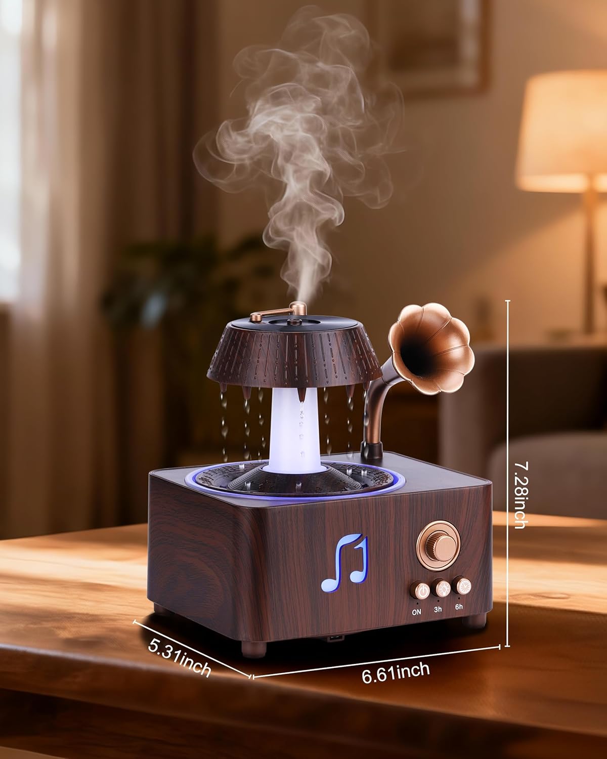 Kaaeiccr Rain Humidifier, 250ml Essential Oil Diffuser, Cool Mist Raindrop Humidifier, LED Light, Automatic Power-Off