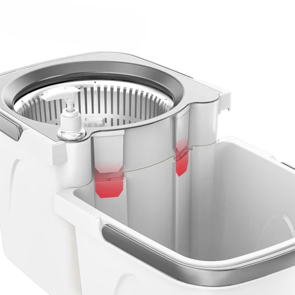 Spin Mop With Collapsible Bucket - White