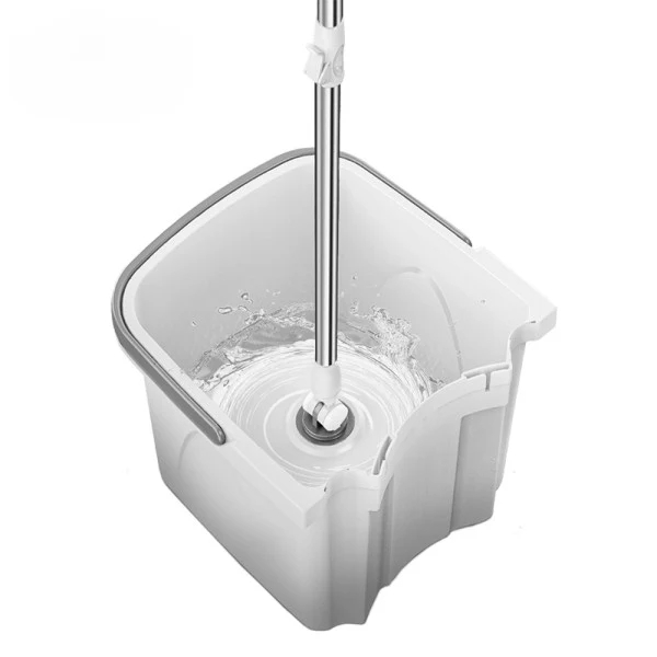 Spin Mop With Collapsible Bucket - White