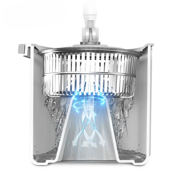 Spin Mop With Collapsible Bucket - White