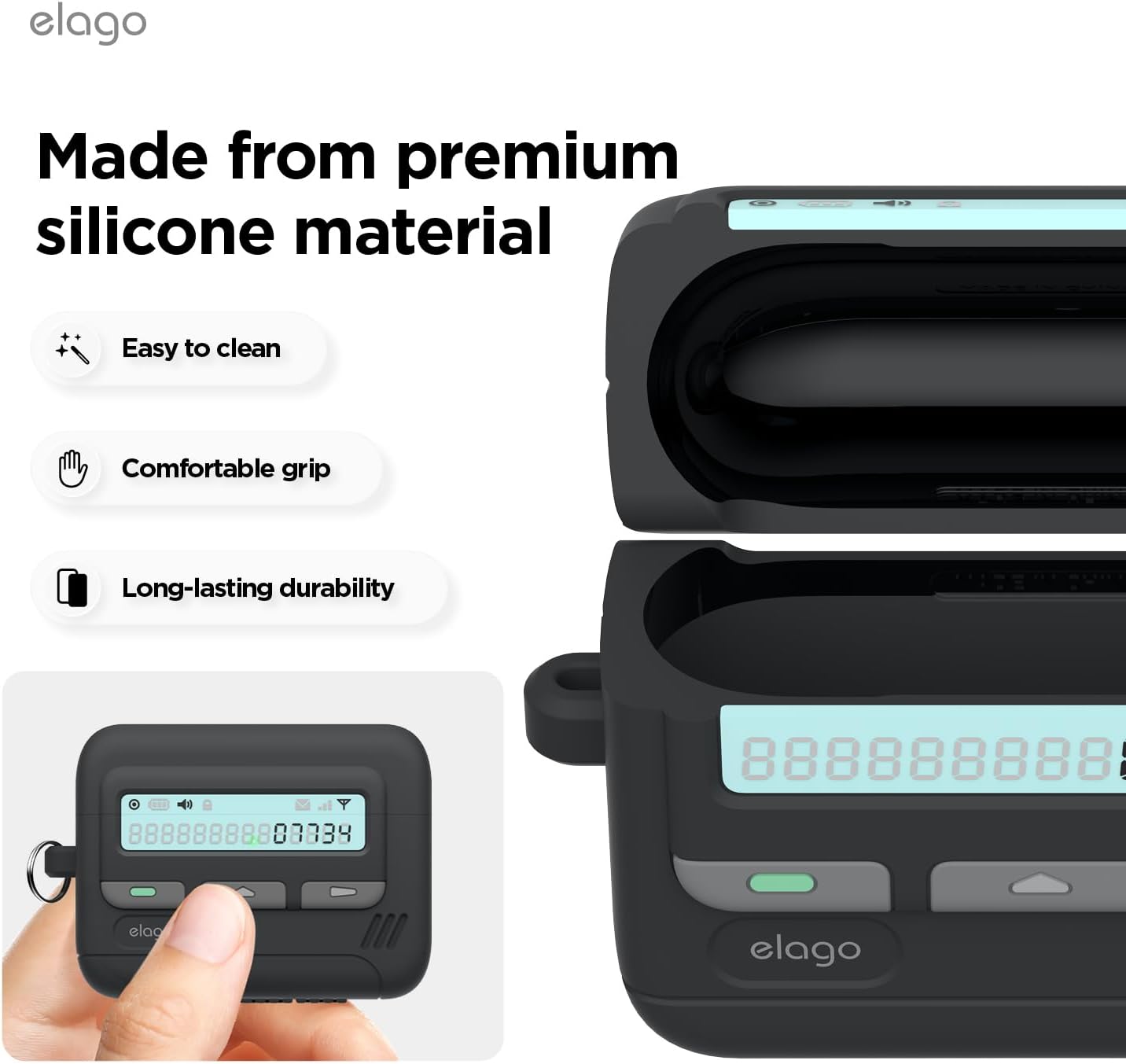 Elago Pager Case For AirPods Pro 3 Case Cover, Black - Chain Strap Included