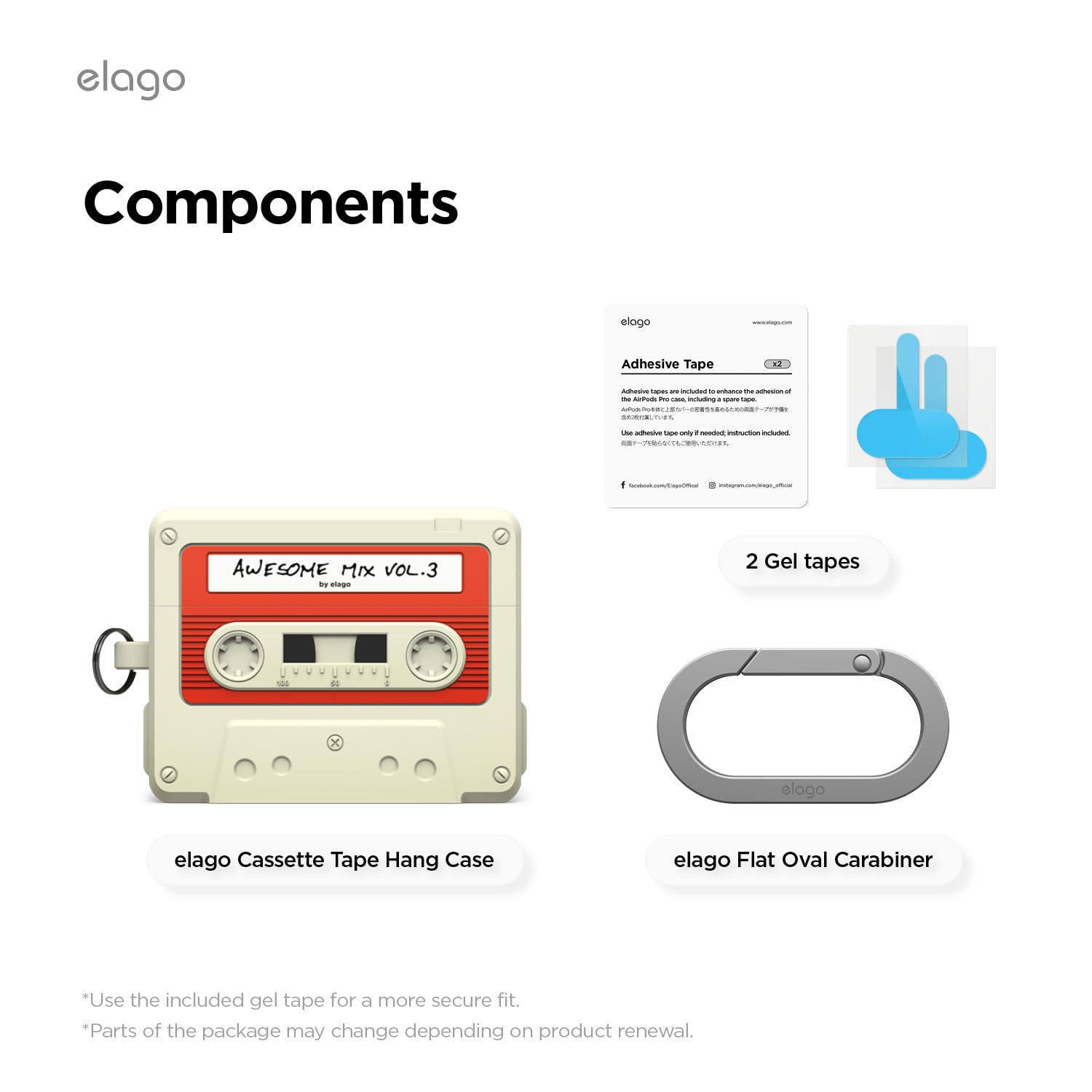 Elago Cassette Tape Case Compatible with AirPods Pro 3 Case - Beige
